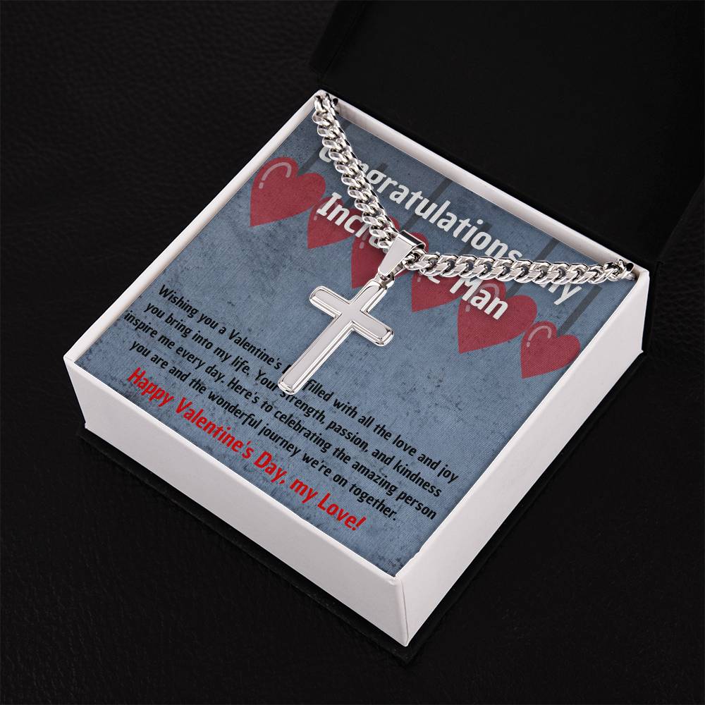 Men's cross with engraving for Valentine's Day