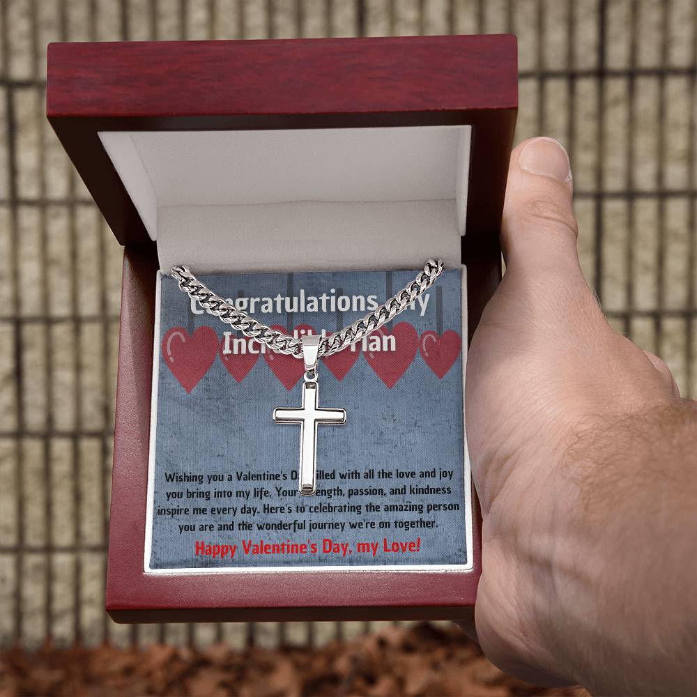 Men's cross with engraving for Valentine's Day