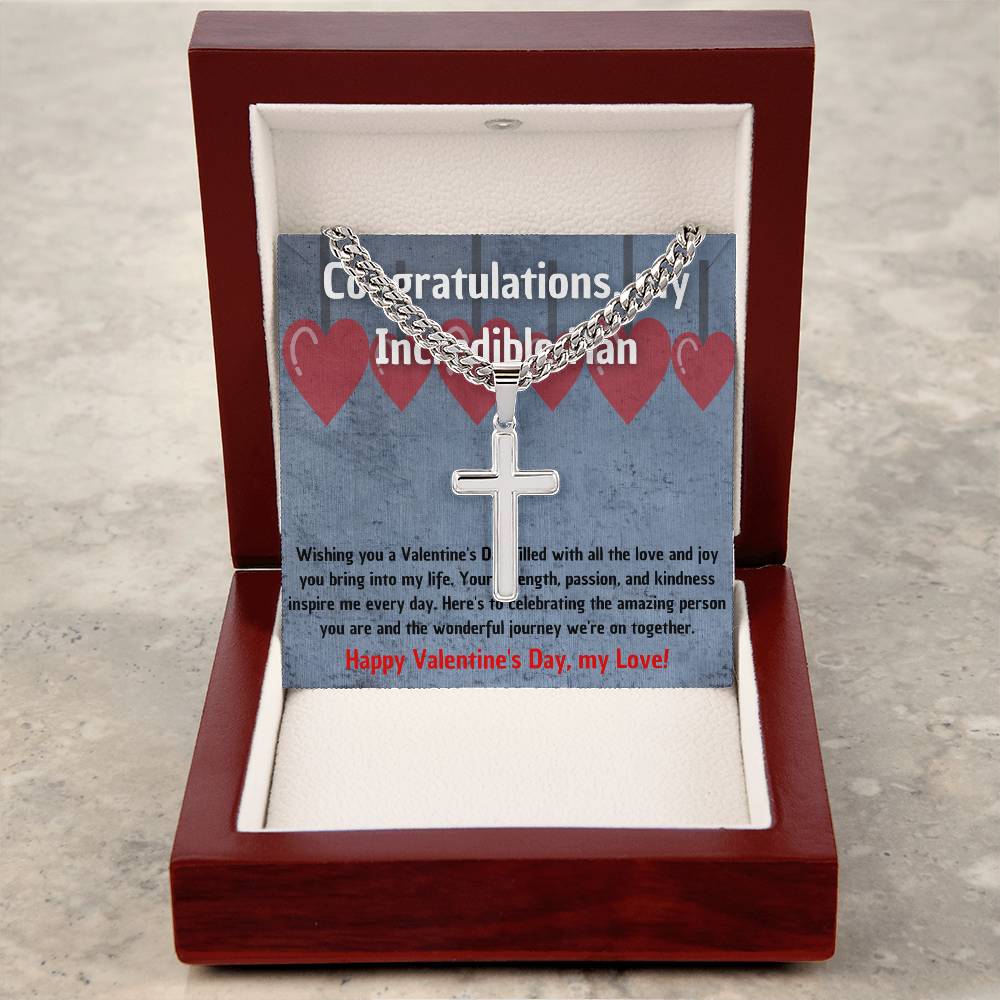 Men's cross with engraving for Valentine's Day