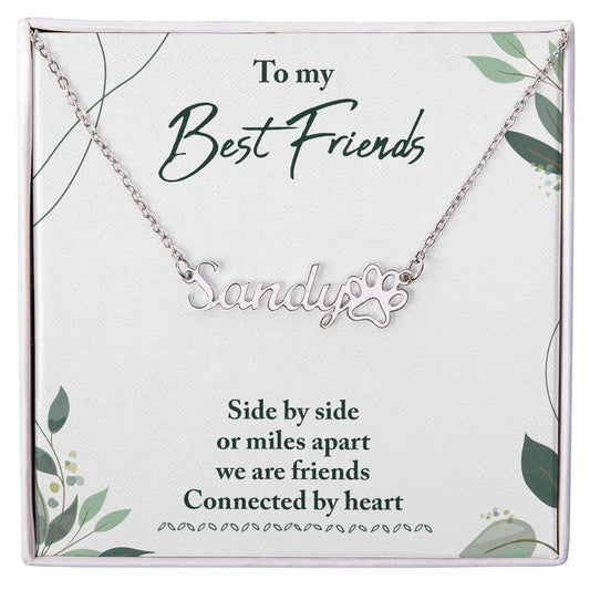 Paw Print Name Necklace the Best Friend