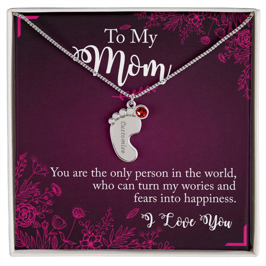 Custom Baby Feet Necklace with Birthstone – A Cherished Gift for Mom