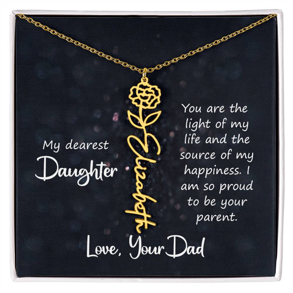 Birth Month Color Name Pendant – Custom Necklace from Father to Daughter, Perfect Personalized Gift