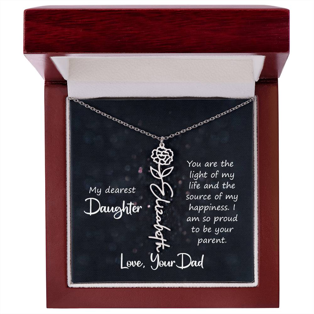 Birth Month Color Name Pendant – Custom Necklace from Father to Daughter, Perfect Personalized Gift