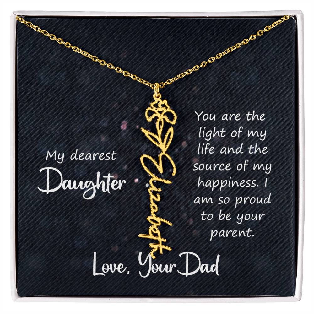 Birth Month Color Name Pendant – Custom Necklace from Father to Daughter, Perfect Personalized Gift