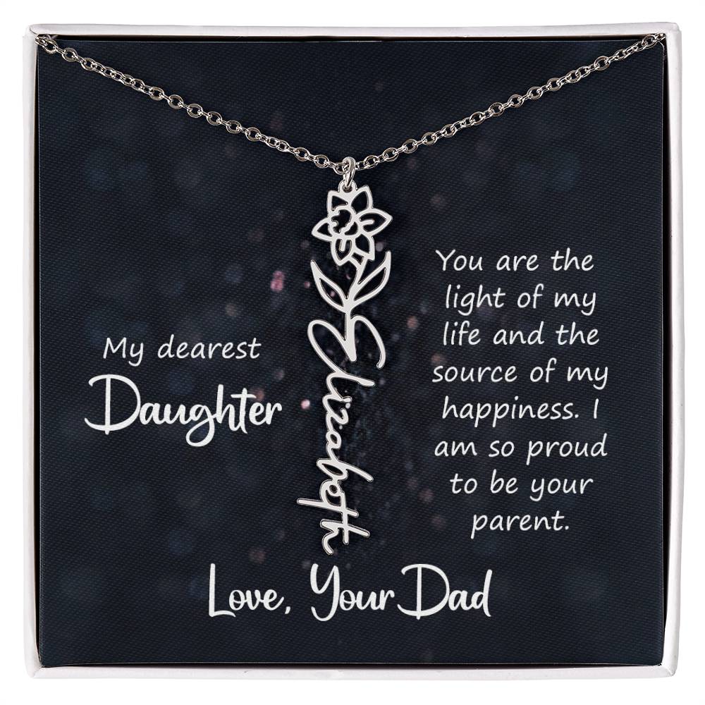 Birth Month Color Name Pendant – Custom Necklace from Father to Daughter, Perfect Personalized Gift