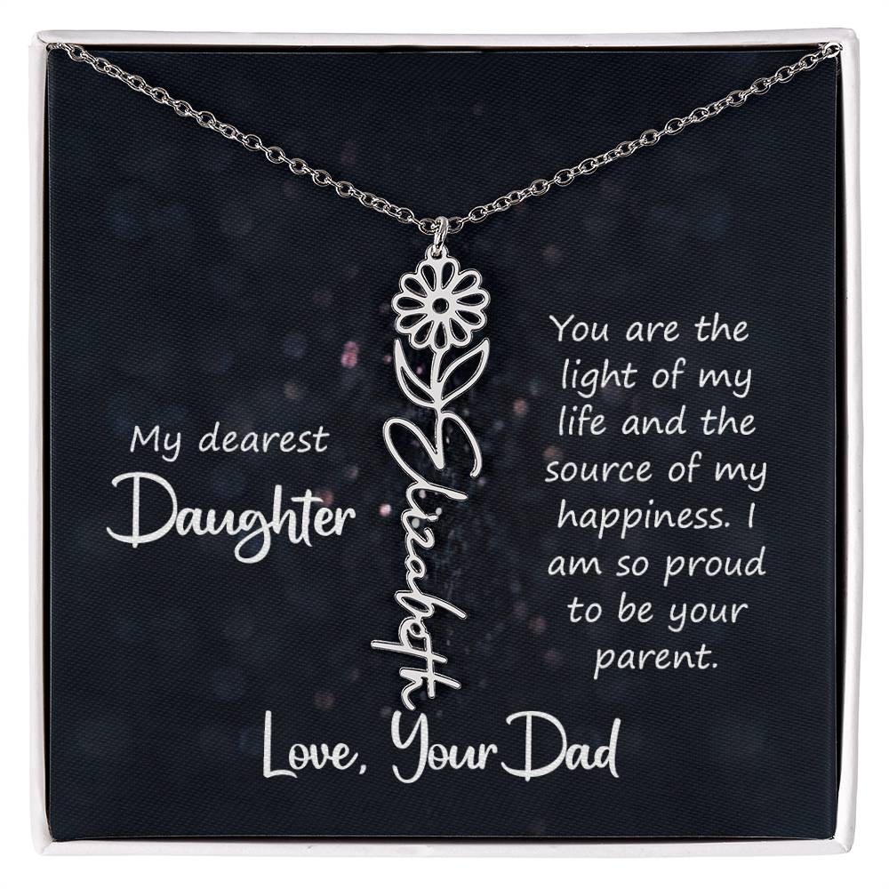 Birth Month Color Name Pendant – Custom Necklace from Father to Daughter, Perfect Personalized Gift