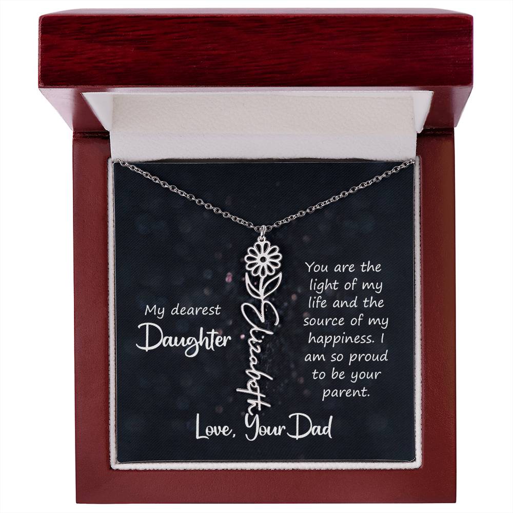 Birth Month Color Name Pendant – Custom Necklace from Father to Daughter, Perfect Personalized Gift