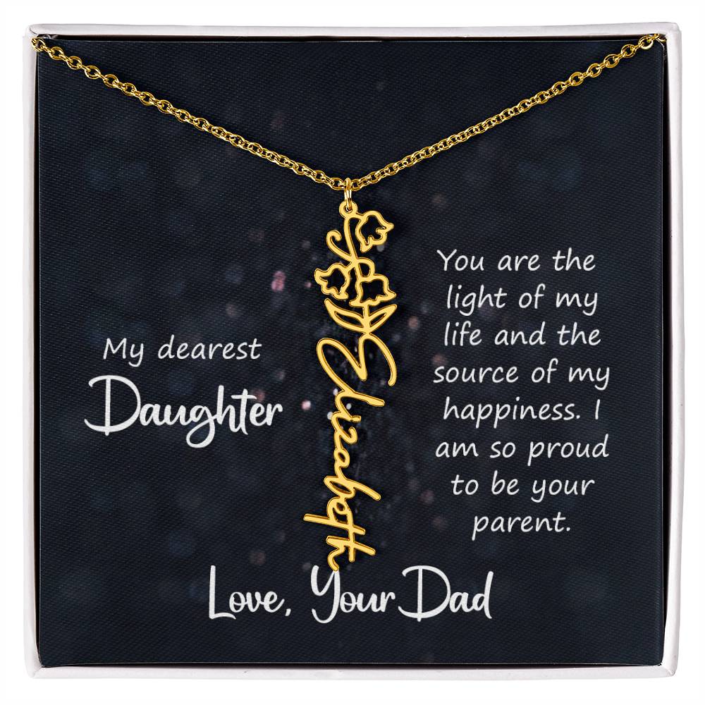 Birth Month Color Name Pendant – Custom Necklace from Father to Daughter, Perfect Personalized Gift