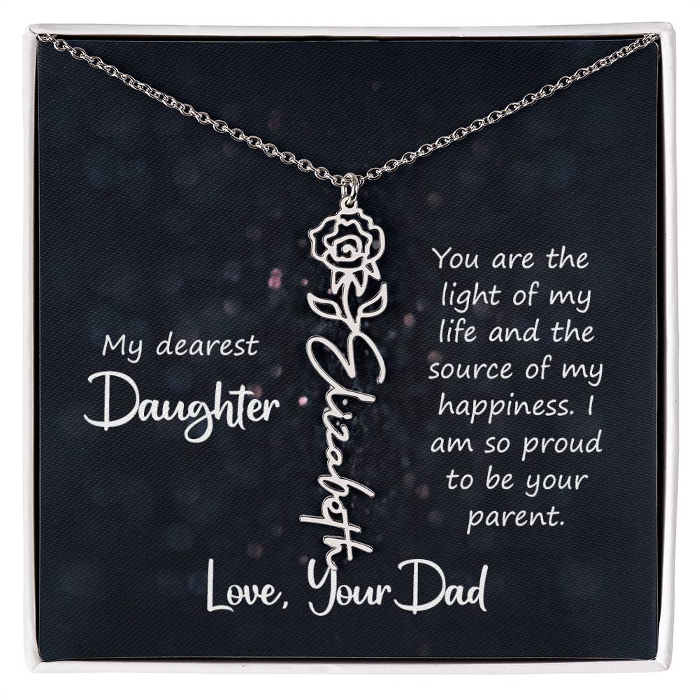 Birth Month Color Name Pendant – Custom Necklace from Father to Daughter, Perfect Personalized Gift