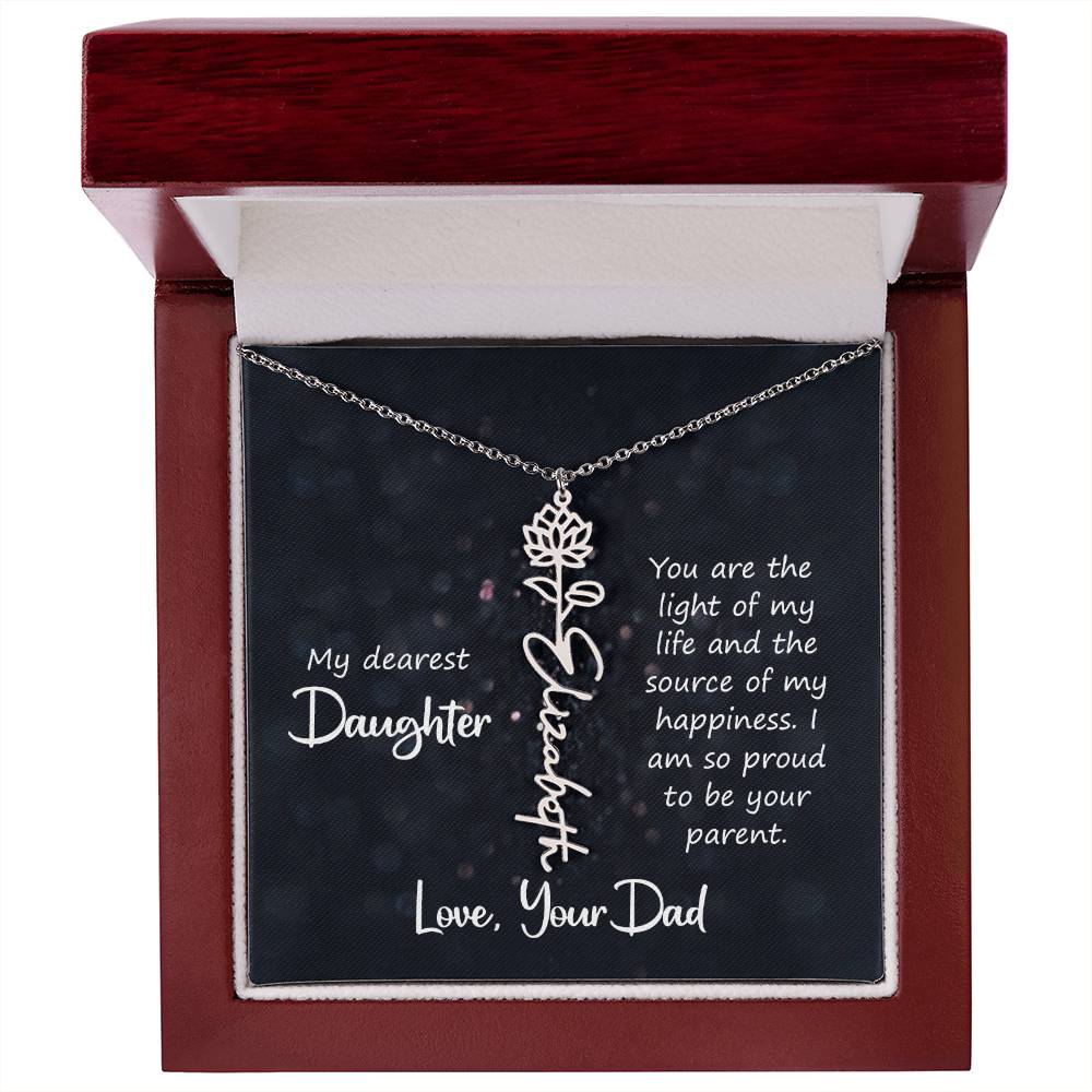 Birth Month Color Name Pendant – Custom Necklace from Father to Daughter, Perfect Personalized Gift