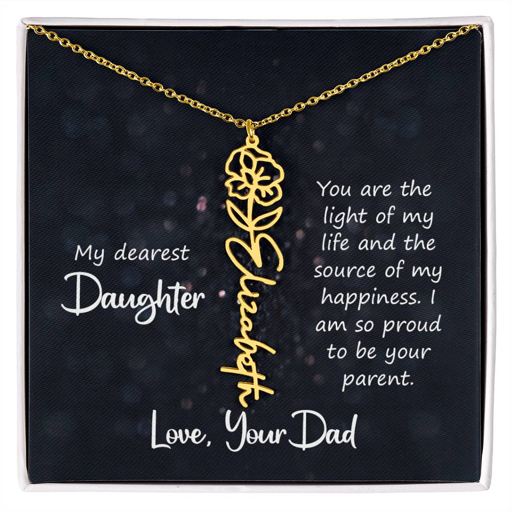 Birth Month Color Name Pendant – Custom Necklace from Father to Daughter, Perfect Personalized Gift