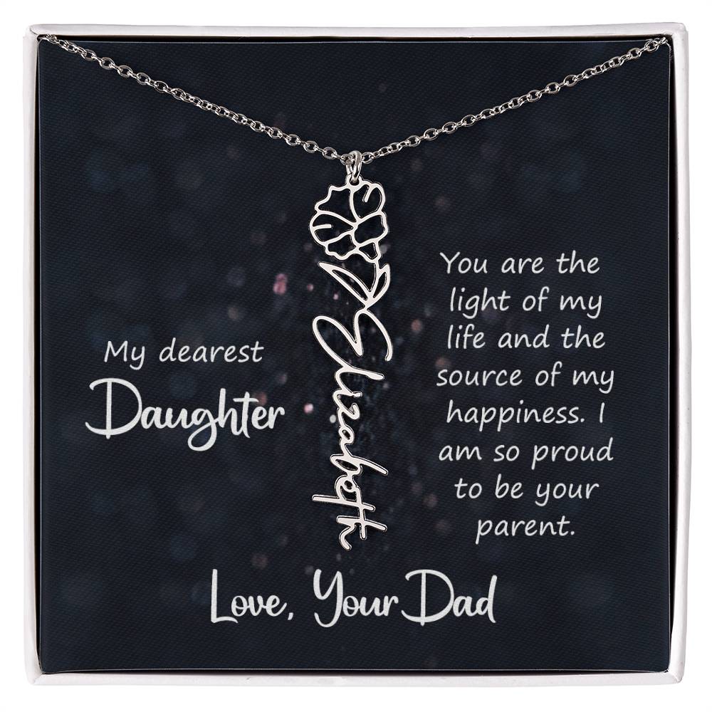 Birth Month Color Name Pendant – Custom Necklace from Father to Daughter, Perfect Personalized Gift