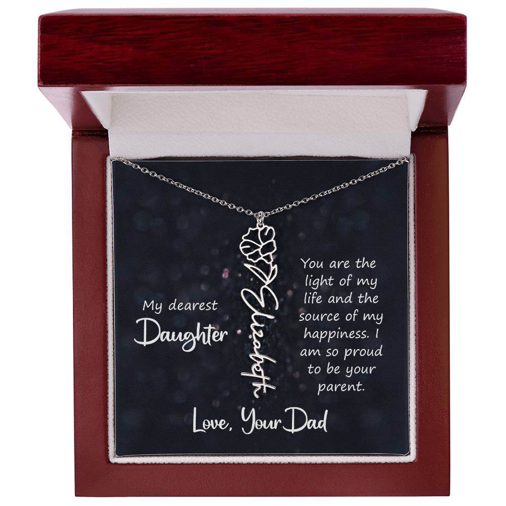 Birth Month Color Name Pendant – Custom Necklace from Father to Daughter, Perfect Personalized Gift