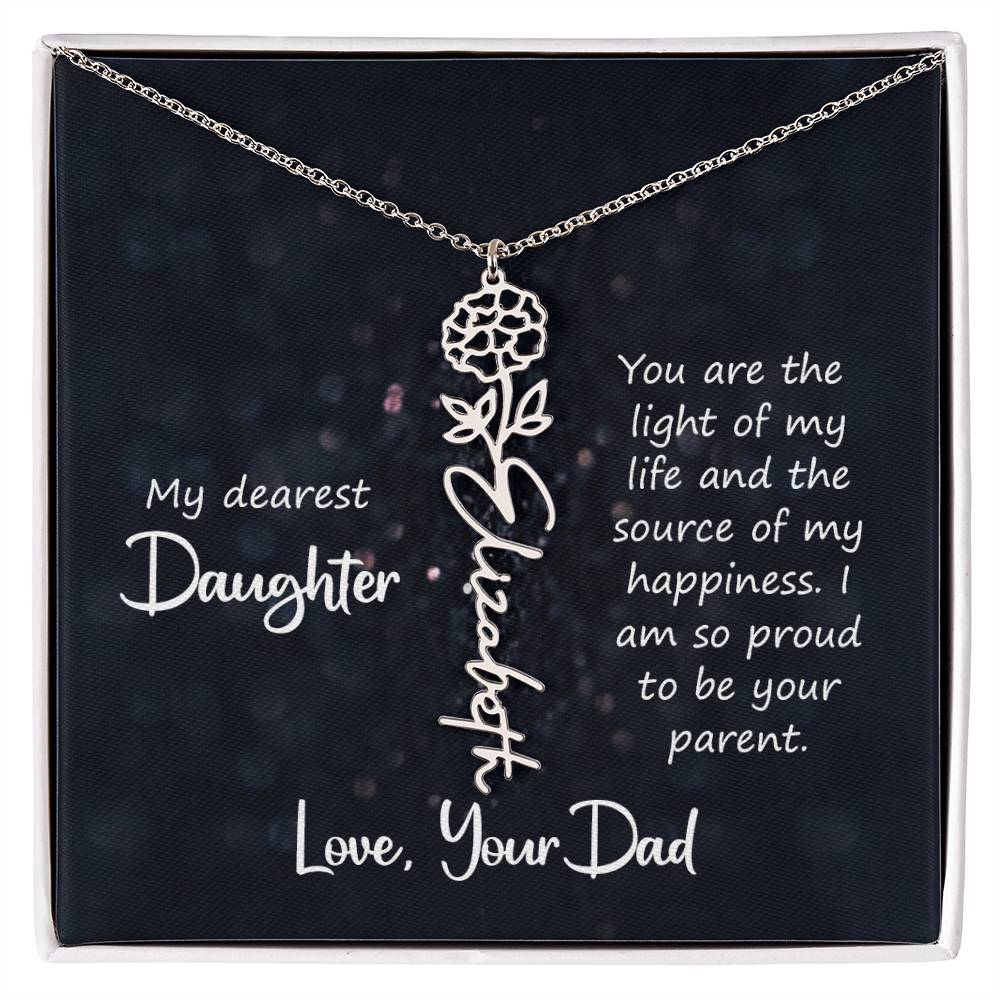 Birth Month Color Name Pendant – Custom Necklace from Father to Daughter, Perfect Personalized Gift