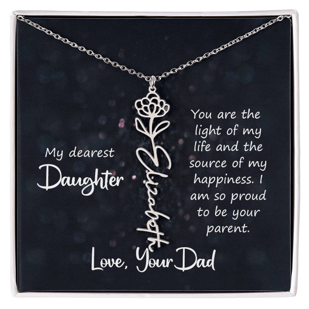 Birth Month Color Name Pendant – Custom Necklace from Father to Daughter, Perfect Personalized Gift