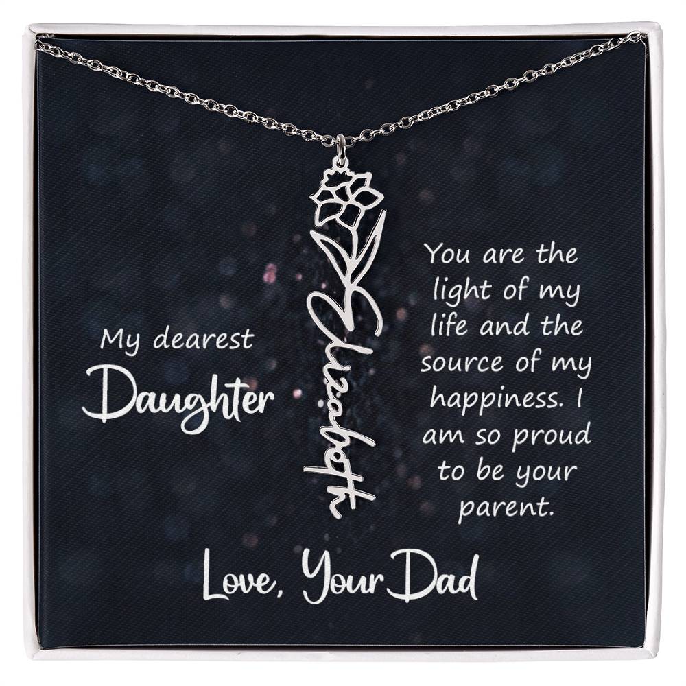 Birth Month Color Name Pendant – Custom Necklace from Father to Daughter, Perfect Personalized Gift