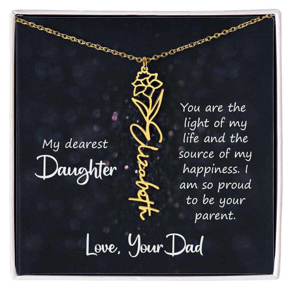 Birth Month Color Name Pendant – Custom Necklace from Father to Daughter, Perfect Personalized Gift