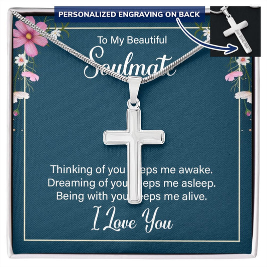 Personalized Cross Necklace To My Soulmate